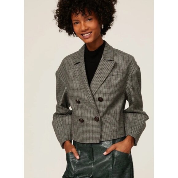 Veronica Beard Sybille Houndstooth Jacket Blazer Gray Wool Blend Size 12 $595 - Picture 3 of 10